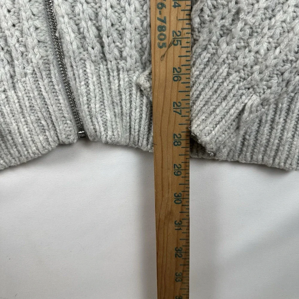 Calibrate Full Zip Sweater Mens Medium Gray Waffle Knit Merino Wool Alpaca Blend